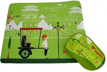 Mouse BRobotix Óptico China, Inalámbrico, 2800DPI, Verde 