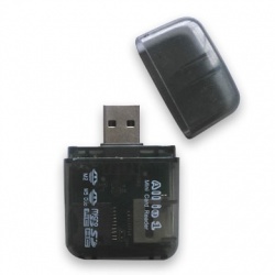 BRobotix Lector de Memoria 896523N, MicroSD/SD/M2, USB, Negro 