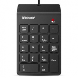 BRobotix Teclado Numérico 963234, Alámbrico, USB, Negro 