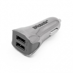 BRobotix Cargador para Auto 963257, 5V, 2x USB 2.0, Gris 