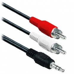 BRobotix Cable 2x RCA Macho - 3.5mm Macho, 3 Metros, Negro 