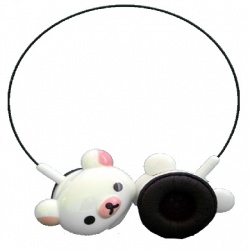 BRobotix Audífonos 973426W, Alámbrico, 1.2 Metros, Diseño Oso Blanco 