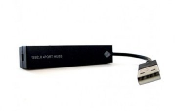 BRobotix Hub USB 2.0 de 4 Puertos, 480 Mbit/s, Negro 