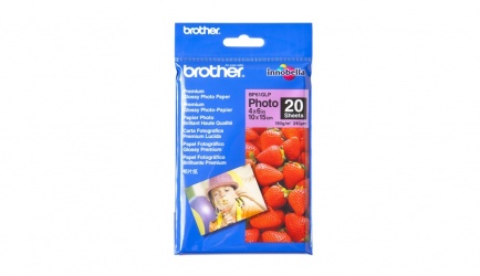 Brother Papel Fotografico Brillante Premium 190g/m², Tamaño Postal, 20 Hojas 
