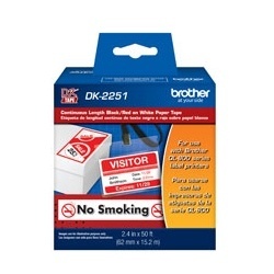 Cinta Brother DK-2251 Negro y Rojo sobre Blanco, 6.2cm x 15.2m 