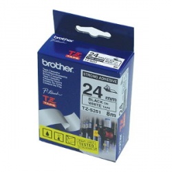 Cinta Brother TZS251 Negro sobre Blanco, 24mm x 8m, para PT1950, PT9500 
