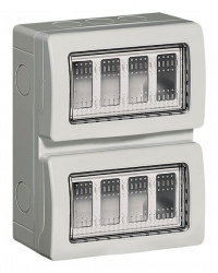 Bticino Caja de Pared para Intemperie 25508V, 8 Puerto, Gris 