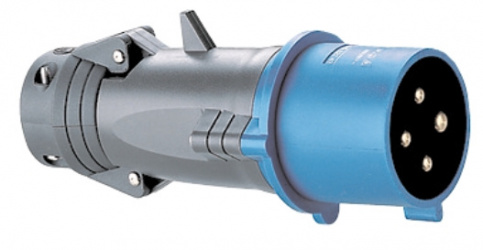 Bticino Clavija Recta 555419, 100 - 130V, 16A, Gris/Azul 