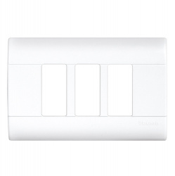 Bticino Placa de Pared E5N3BN, 3 Puertos, Blanco 