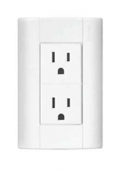 Bticino Tomacorriente E6028BN, 2 Enchufes, 127V, 16A, Blanco 