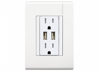 Bticino Tomacorriente E6028NUSBPTLN, 2 Enchufes, 127V, 15A, Blanco 