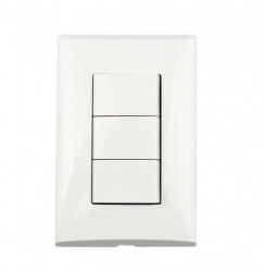 Bticino Apagador FZA513, 3 Botones, 127V, 10A, Blanco 