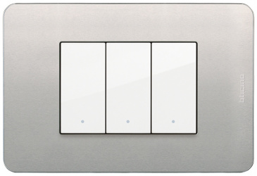 Bticino Placa de Aluminio para Pared JA4803AAQ, 3 Puertos, Natural 