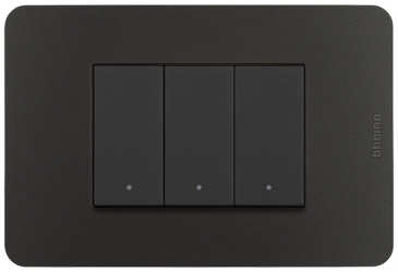 Bticino Placa Ciega de Pared JA4803JBQ, 3 Puertos, Negro - incluye Chasis 