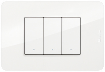 Bticino Placa de Pared JA4803JWQ, 3 Puertos, Blanco 