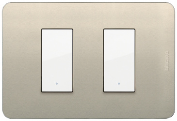 Bticino Placa de Aluminio para Pared JA4803M2APQ, 2 Puertos, Perla 