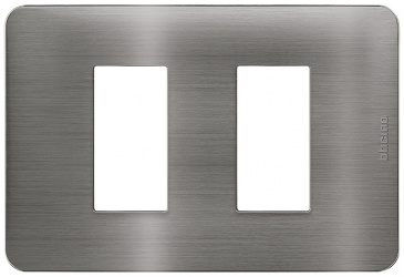 Bticino Placa de Pared JA4803M2ATQ, 2 Puertos, Titanio 