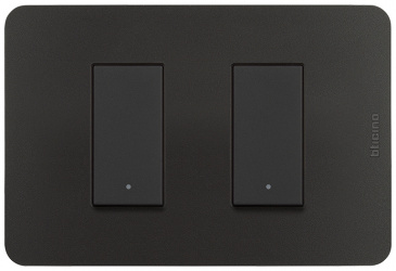 Bticino Placa Ciega de Pared JA4803M2JBQ, 2 Puertos, Negro - incluye Chasis 