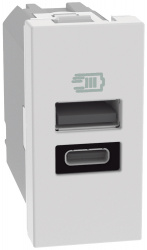 Bticino Tomacorriente JW4191ACQ, 1x USB-A + 1x USB-C, 127V, 3A, Blanco 