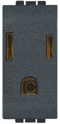 Bticino Tomacorriente L4129, 1 Enchufe, 127 - 277V, 15A, Negro 