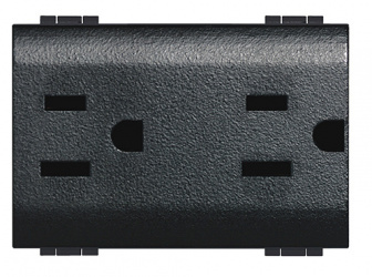 Bticino Tomacorriente Polarizado L4188, 2 Enchufes, 127 - 277V, 15A, Negro 