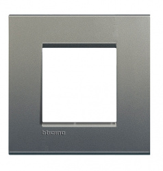 Bticino Placa Ciega de Pared LNA4802AE, 2 Puertos, Gris 