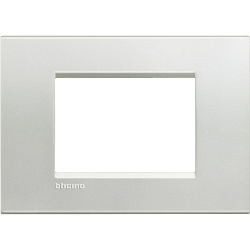 Bticino Placa de Pared LNA4803AG, 3 Puertos, Plata 