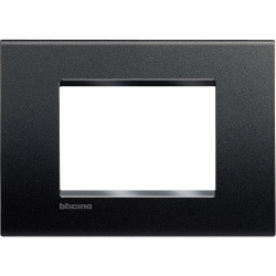 Bticino Placa de Pared LNA4803AR, 3 Puertos, Negro 
