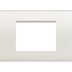 Bticino Placa de Pared LNA4803BI, 3 Puertos, Blanco 