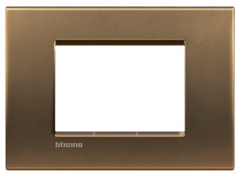 Bticino Placa de Pared LNA4803BZ, 3 Puertos, Bronce 