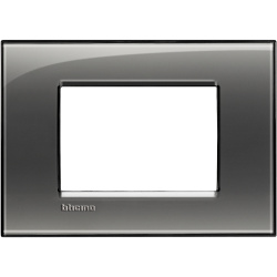 Bticino Placa de Pared LNA4803KF, 3 Puertos, Humo 
