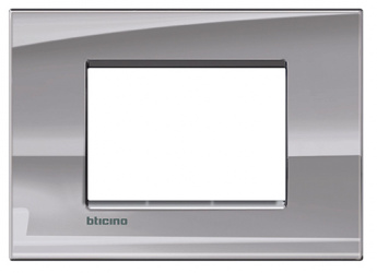 Bticino Placa de Aluminio para Pared LNA4803NS, 3 Puertos, Niquel 