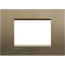 Bticino Placa de Pared LNA4803SQ, 3 Puertos, Bronce 