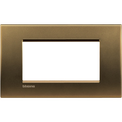 Bticino Placa Rectangular de Pared LNA4804BZ, 4 Puertos, Bronce 