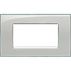 Bticino Placa Rectangular de Pared LNA4804KG, 4 Puertos, Gris 