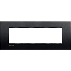 Bticino Placa Rectangular de Pared LNA4807AR, 7 Puertos, Negro 