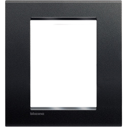 Bticino Placa Rectangular de Pared LNA4826AR, 6 Puertos, Negro 