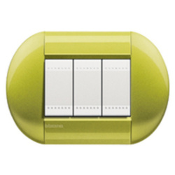 Bticino Placa de Pared LNB4803CT, 3 Puertos, Cítrico 