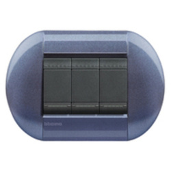Bticino Placa de Pared LNB4803GP, 3 Puertos, Grape 