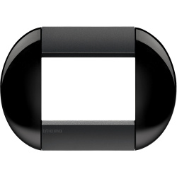 Bticino Placa de Pared LNB4803SM, 3 Puertos, Negro 