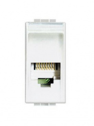 Bticino Placa de Pared N4258/11N, RJ-11, 1 Puerto, Blanco 