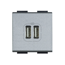 Bticino Tomacorriente NT4285C2, 2x USB-A, 127/220 V, 15A, Gris 