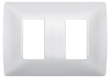 Bticino Placa de Pared de 2 Puertos, Blanco 