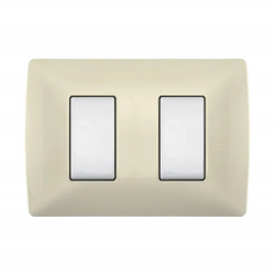 Bticino Placa de Resina con Chasis QZ4803M2MA, 2 Puertos, Marfil 