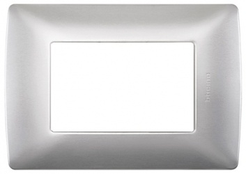 Bticino Placa de Pared de 3 Puertos, Plata 