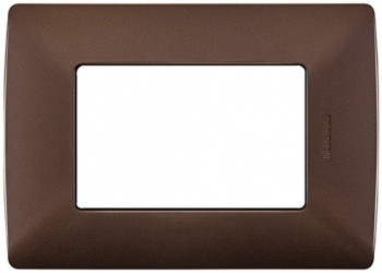 Bticino Placa de Resina para Pared QZ4803M3BCF, 3 Puertos, Tabaco 