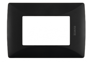 Bticino Placa de Pared con Chasis QZ4803M3NB, 3 Puertos, Negro 