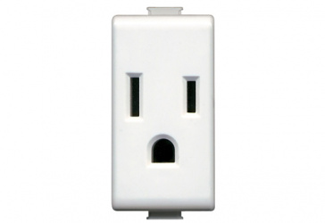 Bticino Tomacorriente QZ5028TS, 1 Enchufe, 127 - 250V, 15A, Blanco 