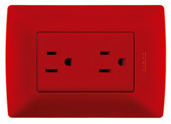 Bticino Tomacorriente QZ5115DR, 2 Enchufes, 127 - 250V, 15A, Rojo 