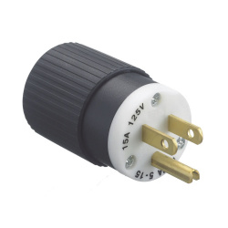 Burndy Clavija Recta 5266-NP, 125V, 15A, NEMA 5-15P,  Negro/Blanco 